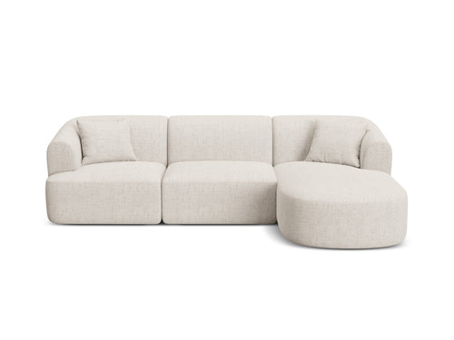 Cosmopolitan Design Modulaire hoekbank rechts Campi 4-zits, structurele stof lichtbeige - 156x256x70cm
