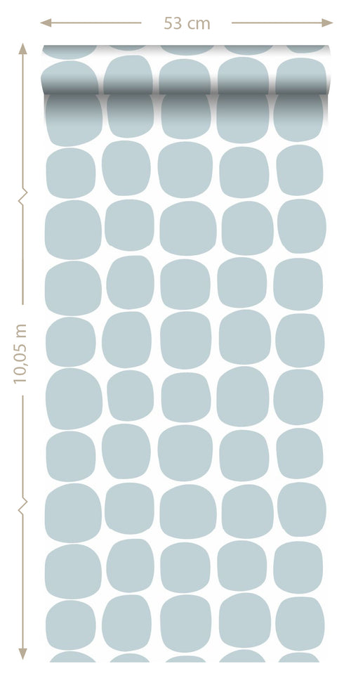 ESTAhome behang grafisch motief lichtblauw en wit - 53 cm x 10.05 m - 139088 - vtwonen shop