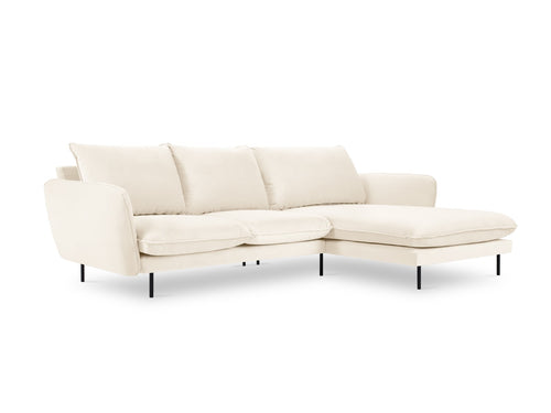 Cosmopolitan Design rechter hoekbank Vienna 5-zits, flueel, lichtbeige - 170x255x95cm