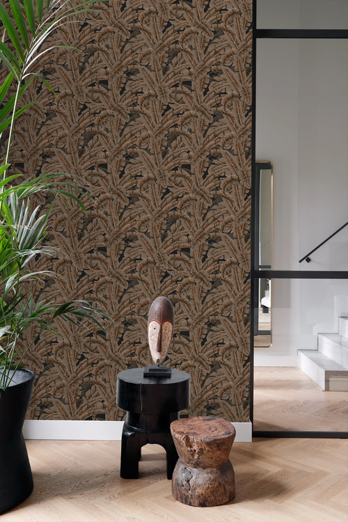 Origin Wallcoverings behang palmbladeren roest bruin - 53 cm x 10.05 m - 347441