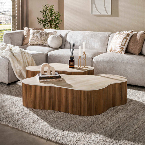 Giga Living Salontafel Ceramo Grande - Organisch Travertin - Set Van 2