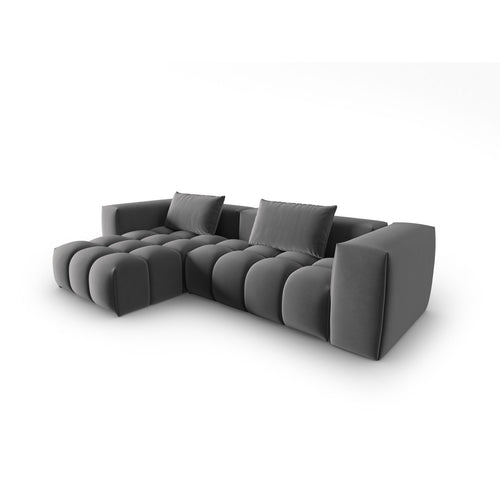 Cosmopolitan Design - Modulaire hoekbank links Verona 3-zits, flueel warm grijs - 145x260x70cm