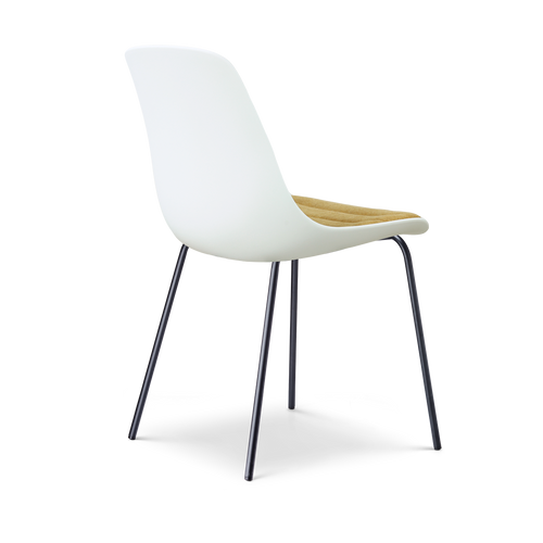 Nolon Nora-Liv eetkamerstoel wit met warm oker zitkussen - zwart onderstel