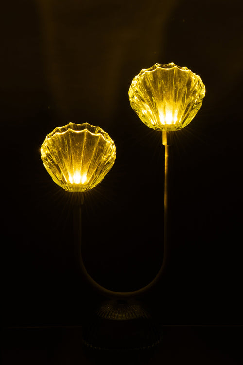 J-Line lamp Shell - ijzer - lichtgroen/wit - large - LED lichtjes