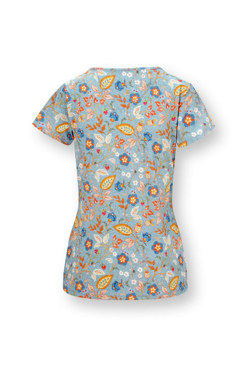 Pip Studio - Tilly Pajama Shirt Short Sleeve Women - Jameela - Blue - XXL
