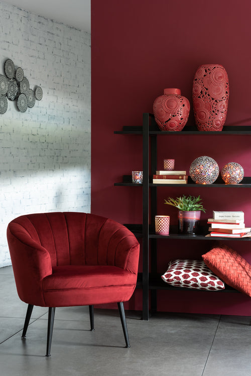 J-Line theelichthouder Mozaiek - glas - rood/wit - small - 4 stuks - vtwonen shop