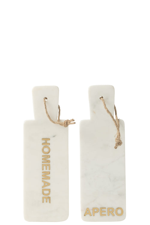 J-Line snijplank Rechthoekig Apero/Homemade Marmer - steen - wit - 2 stuks