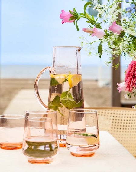 Return to Sender Glas 400 ml roze - set van 2- stapelbaar - handgeblazen - vtwonen shop