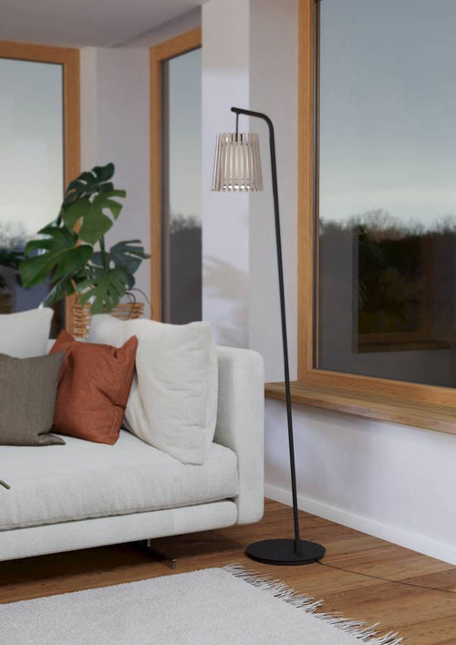 EGLO vloerlamp Fattoria - e27 - 170 cm - zwart/bruin/wit - vtwonen shop