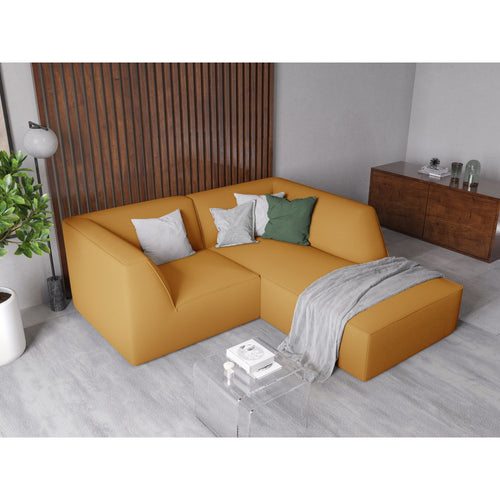Cosmopolitan Design - Modulaire hoekbank rechts Siena 3-zits, structurele stof geel - 180x186x69cm