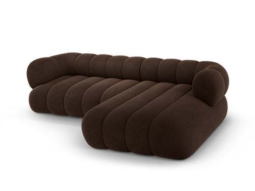 Cosmopolitan Design rechter hoekbank Koge 5-zits, flueel chocolade - 165x270x70cm