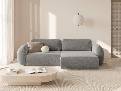 Cosmopolitan Design Omkeerbare converteerbare hoekbank met opbergdoos Tonale 4-zits, chenille lichtgrijs - 149x262x88cm