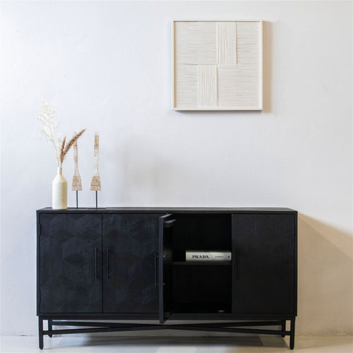 Giga Meubel Dressoir Jazz - Zwart Mangohout - 160x45x85cm