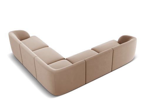 Micadoni Symmetrische hoekbank Miley 5-zits, flueel, cappuccino - 255x255x70cm
