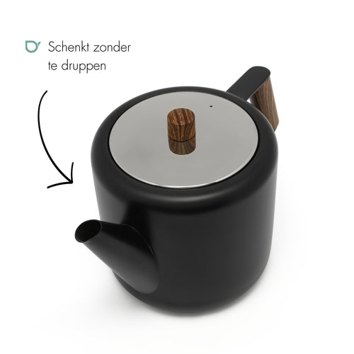 Bredemeijer - Dubbelwandige theepot Duet Design Boston - 1,1 liter - RVS - Mat zwart