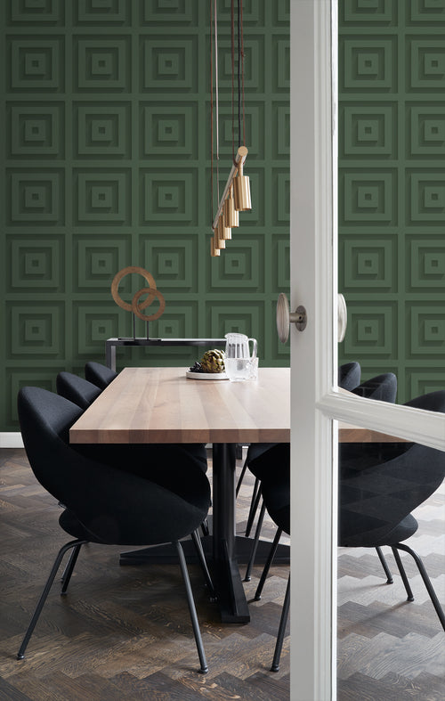 Origin Wallcoverings behang 3d vierkanten donkergroen - 50 x 900 cm - 347974 - vtwonen shop