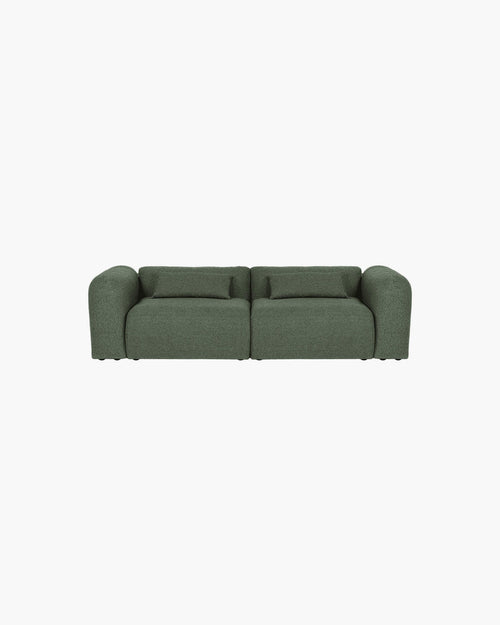 noo.ma Yaro 3-zits slaapbank - Thyme Green Bouclé, 140x200 cm slaapoppervlak