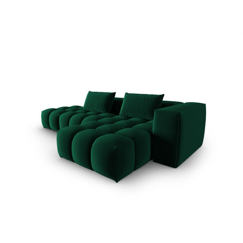 Cosmopolitan Design - Modulaire hoekbank rechts Verona 4-zits, flueel flessengroen - 145x265x70cm