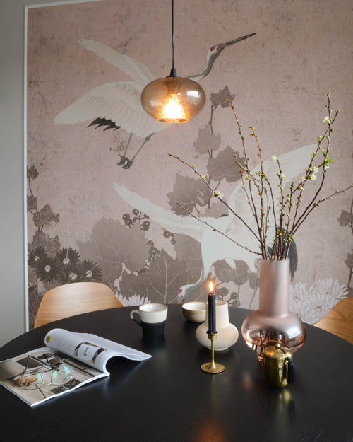 ESTAhome fotobehang kraanvogels grijs roze - 200 x 279 cm - 158946 - vtwonen shop