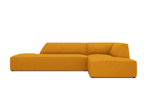 Micadoni - Rechter hoekbank "Ruby" 4 zitplaatsen, ribfluwelen, geel - 180x273x69cm