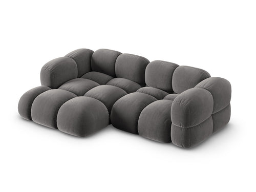 Cosmopolitan Design linker hoekbank Loretto 3-zits, flueel grijs - 147x250x68cm