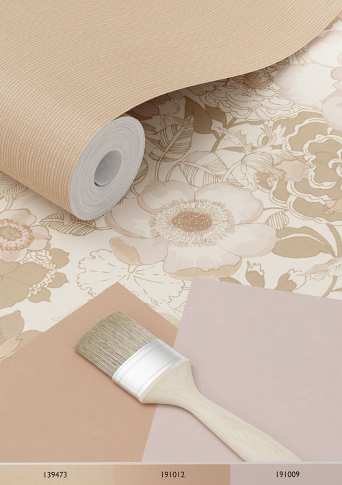 ESTAhome behang vintage bloemen beige en oudroze - 53 cm x 10.05 m - 139763
