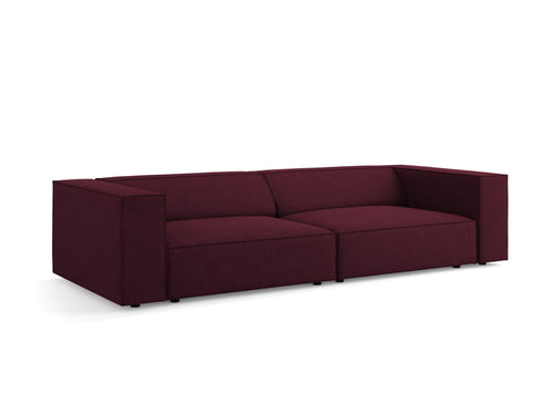 Cosmopolitan Design Bank Arendal 4-zits, chenille met ribbeleffect, robijn - 102x244x70cm