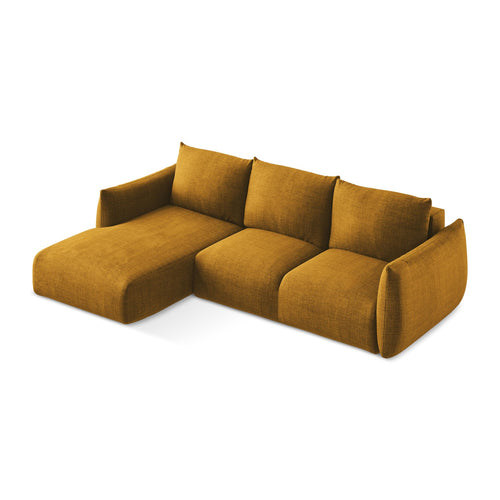 LaMiaSofa hoekbank links Savona - textuurstof - mosterd - 242x162x90