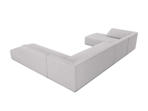 Micadoni Panoramische hoekbank rechts Ruby 7-zits, structurele stof, lichtgrijs - 273x366x69cm