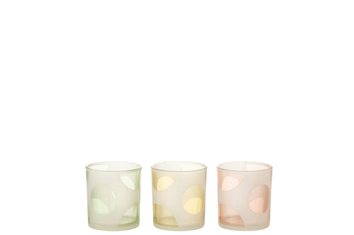 J-Line windlicht Ronden - glas - mix/pastel - small - 3 stuks - vtwonen shop