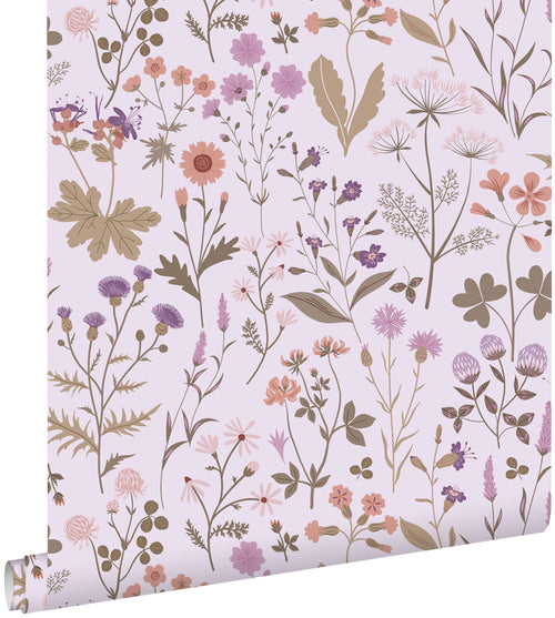 ESTAhome behang veldbloemen lila paars - 50 x 900 cm - 139756 - vtwonen shop