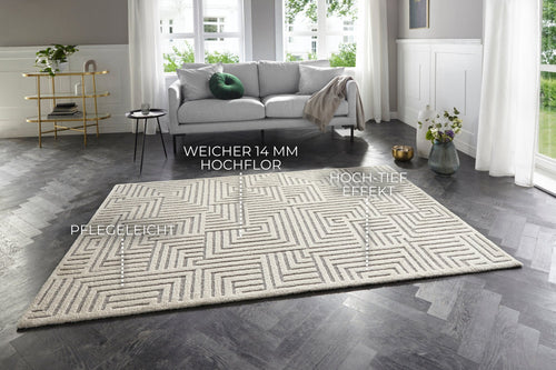 Soft Short-Pile Carpet in High-Low-Optic Manipu 120x170 cm - vtwonen shop