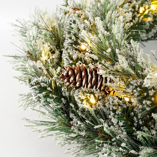 Black Box Trees Vandans Kerstkrans met LED Verlichting - Ø60 cm - Groen Frosted