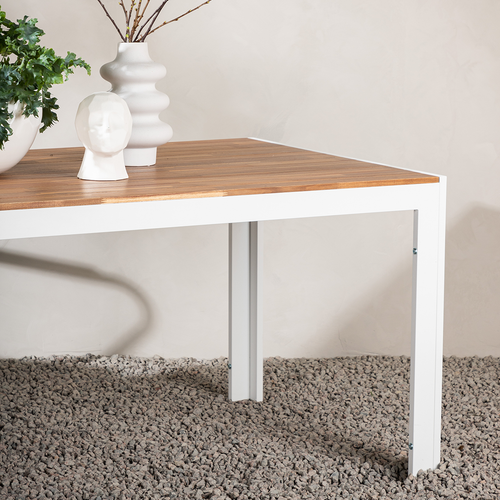Nest outdoor Lasse Tuintafel Aluminium Wit - met Houten Tafelblad - vtwonen shop