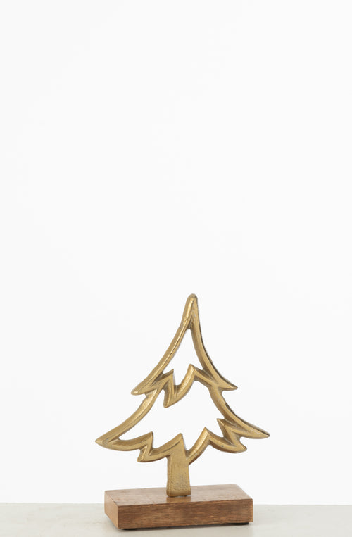 J-Line decoratie Denneboom Op Voet  - aluminium/hout - goud - small - vtwonen shop