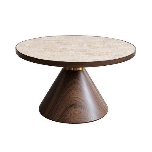 Kare Design Salontafel Cono Travertino Ø70cm walnoot
