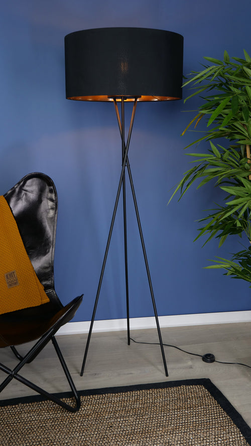 EGLO vloerlamp Fondachelli - e27 - 151,5 cm - zwart/koper - vtwonen shop
