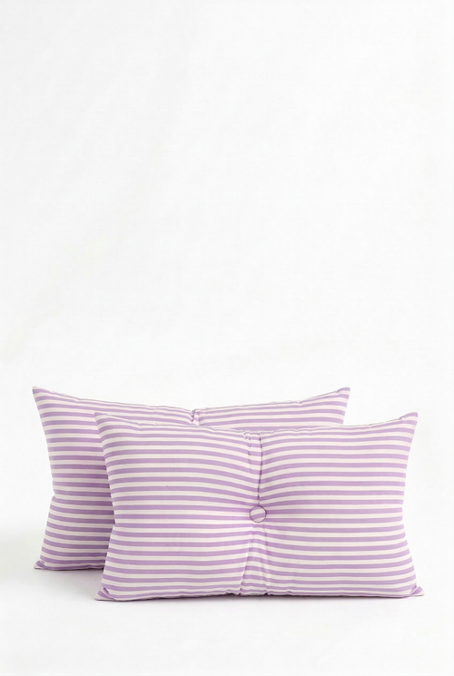 vtwonen - Sierkussens - Gestreept - Set van 2 - Lila - 35x55cm