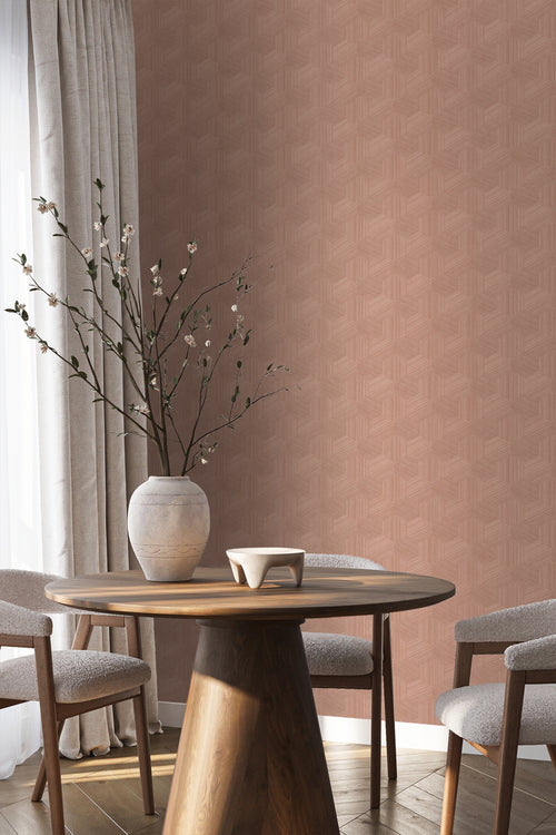 Origin Wallcoverings behang grafisch 3D motief terracotta roze - 50 x 900 cm - 347995 - vtwonen shop