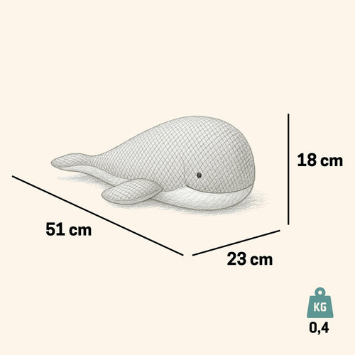 Pintado & Lacado knuffeldier Walvis - grijs - 51 cm