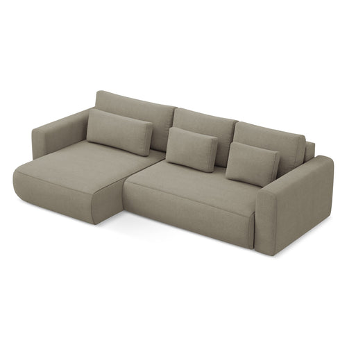 LaMiaSofa hoekbank links Perugia - textuurstof - donkerbeige - 278x149x82