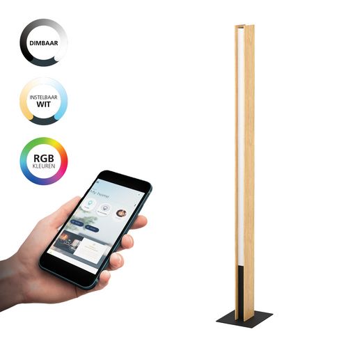 EGLO connect.z vloerlamp Anchorena-Z - 150cm - bruin/zwart/wit - rgb - vtwonen shop