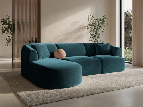 Cosmopolitan Design Modulaire hoekbank links Campi 4-zits, flueel diepe olie - 156x256x70cm