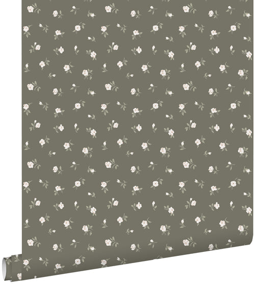 ESTAhome behang bloemetjes bruin en licht roze - 53 cm x 10.05 m - 139238