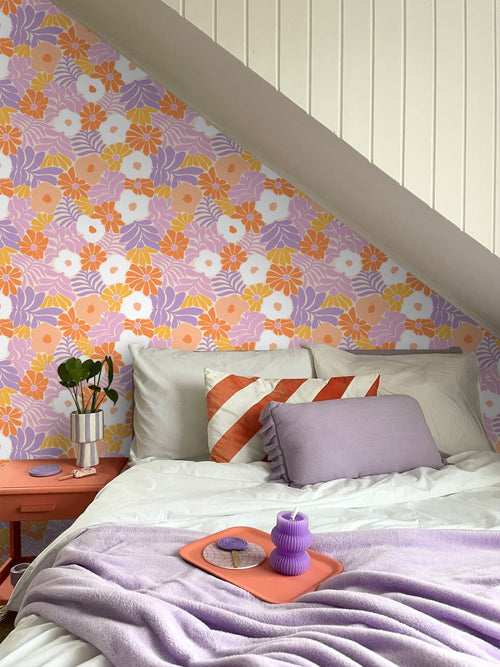 ESTAhome behang bloemen in Matisse stijl wit en meerkleurig - 50 x 900 cm - 132002