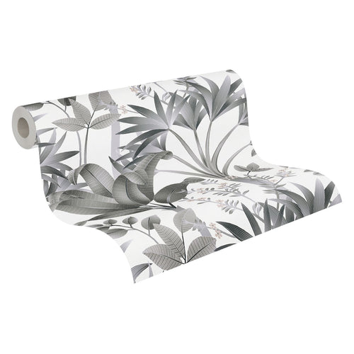 Livingwalls behang bloemmotief grijs, zwart, wit en beige - 53 cm x 10.05 m - AS-391725 - vtwonen shop