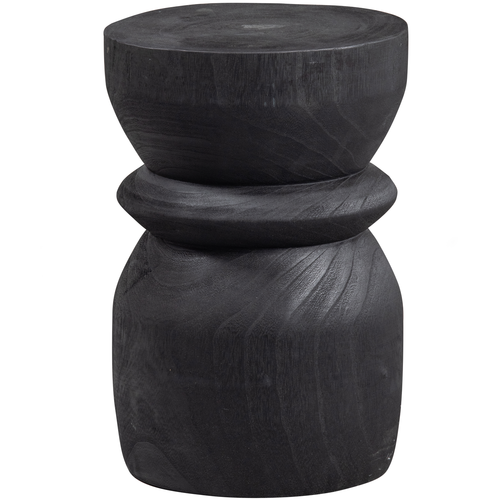WOOOD kruk Bikkel- Hout - Zwart - 40x28x28