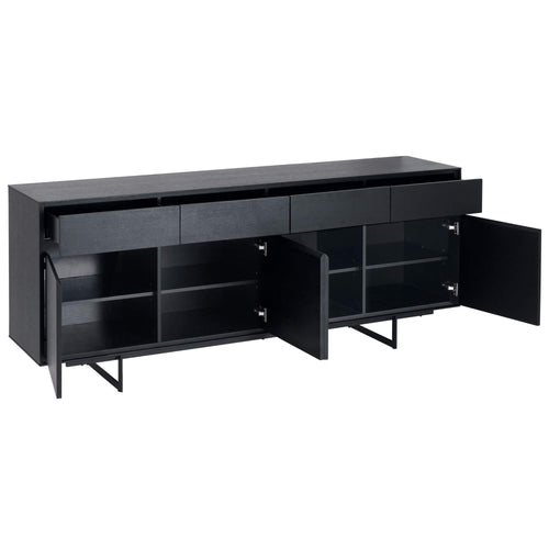 Furnhouse 4-deurs dressoir Tokyo - Zwart - MDF, zwart eikenfineer - 45x205x82