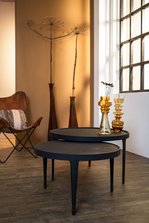 Light & Living salontafel TOBIAS - Ø75x44cm - zwart - Set van 2
