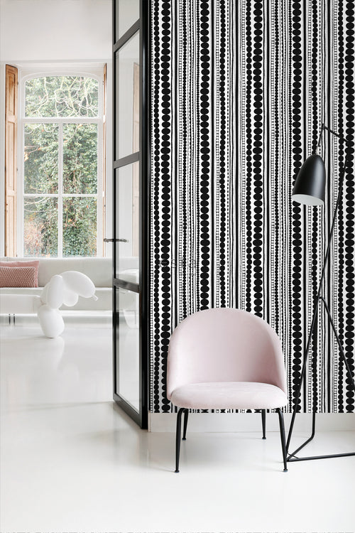 ESTAhome behang kralen zwart en wit - 53 cm x 10.05 m - 138838
